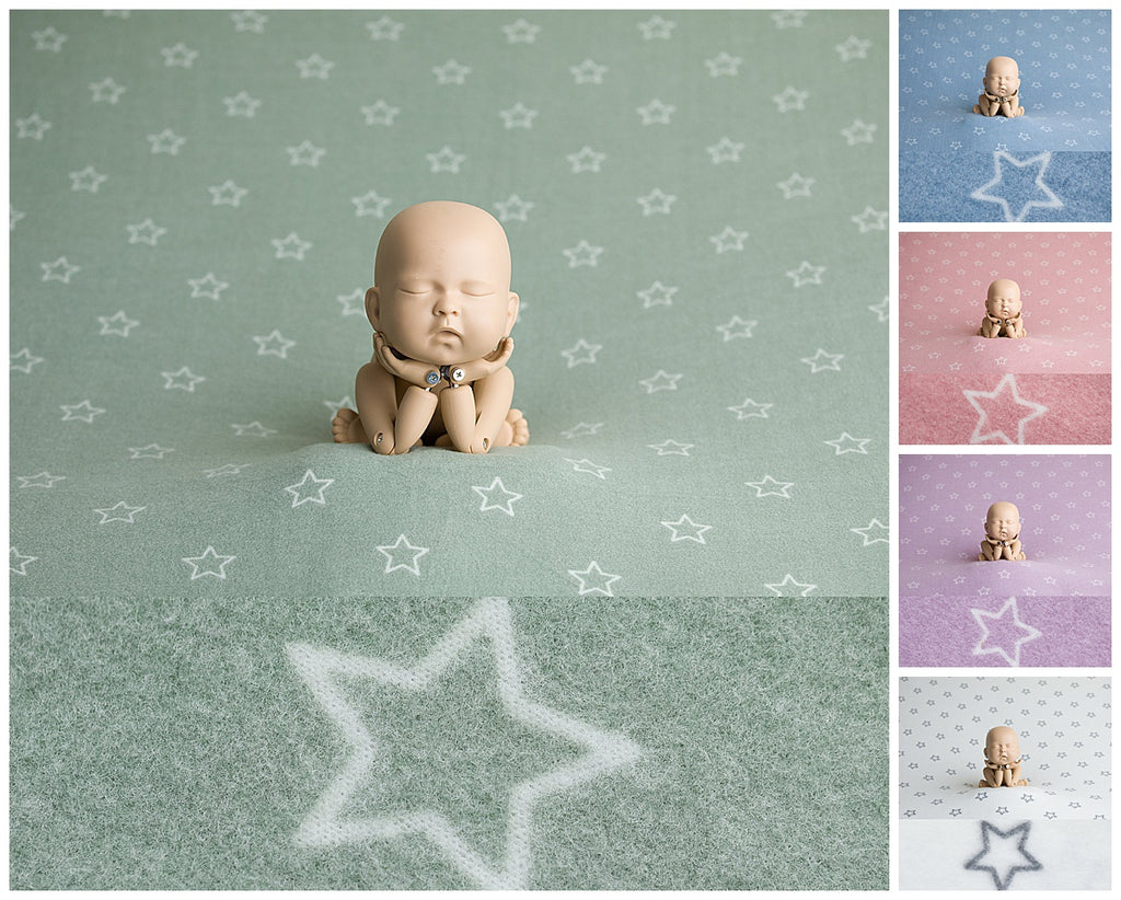 Newborn Fabric Backdrop, Wrap & Bonnet - Stars - Denim