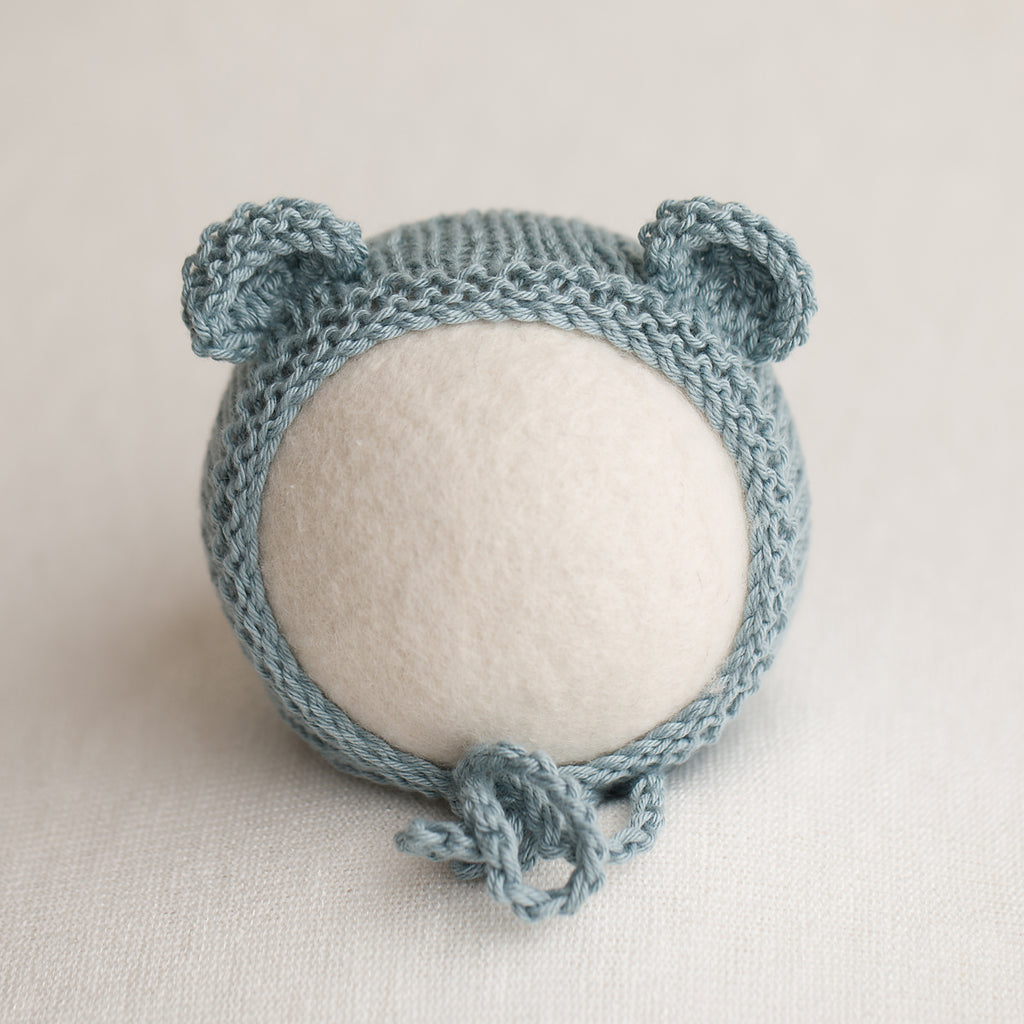 Newborn Knitted Bonnet - Blue Stone 7164