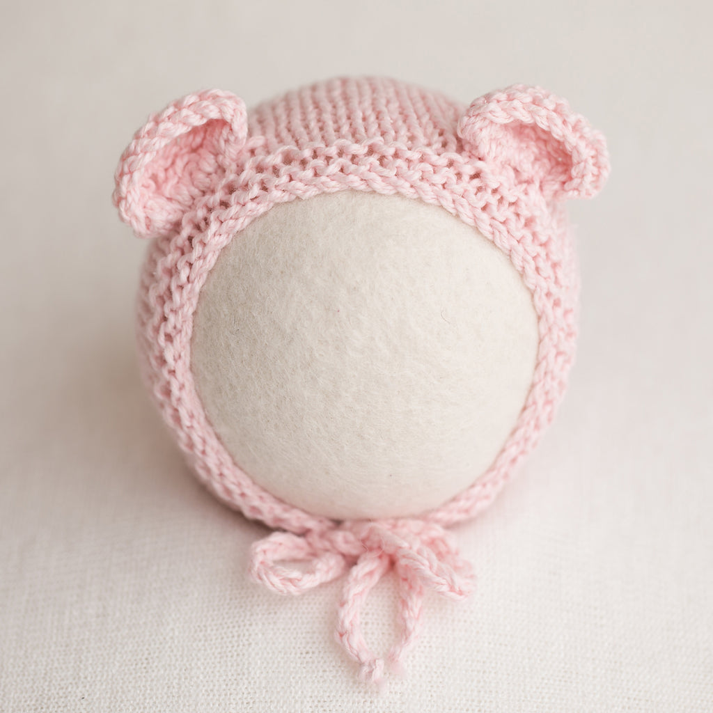 Newborn Knitted Bonnet - Soft Pink 2812