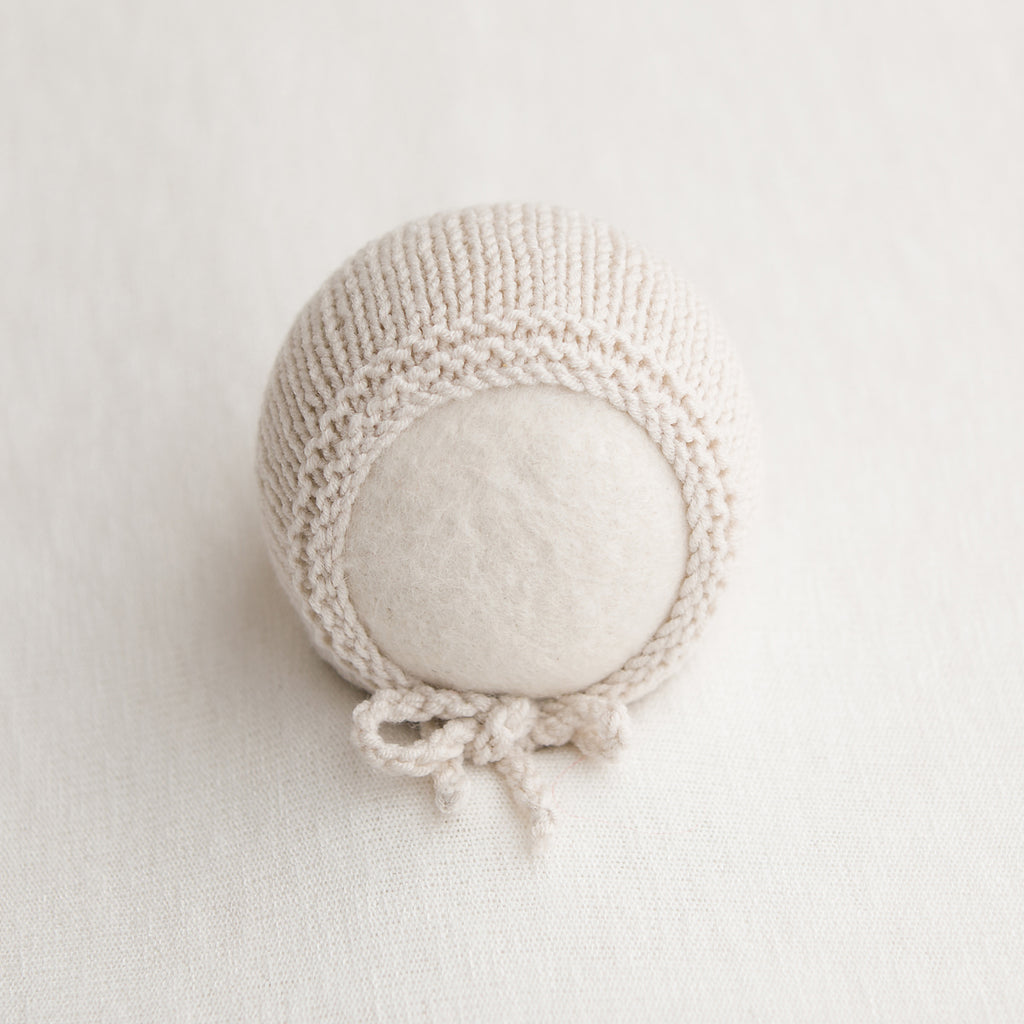 Newborn Knitted Bonnet - Beige