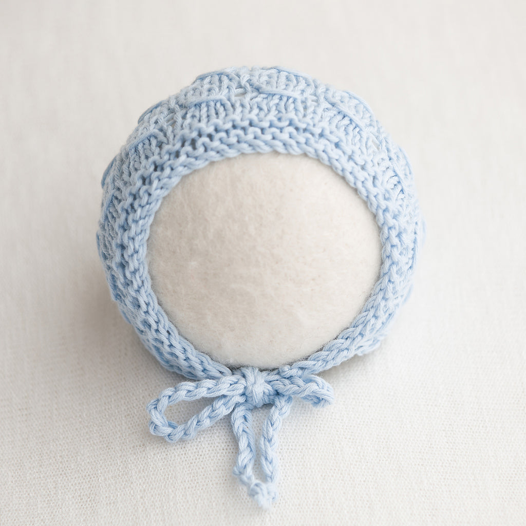 Newborn Knitted Bonnet - Faded Denim