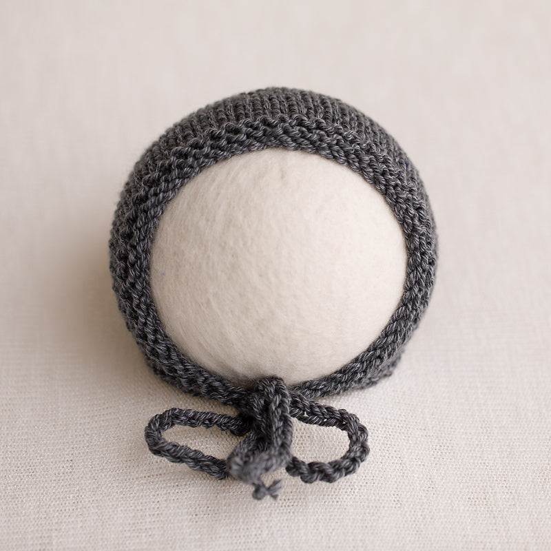 Newborn Knitted Bonnet - Grey 19