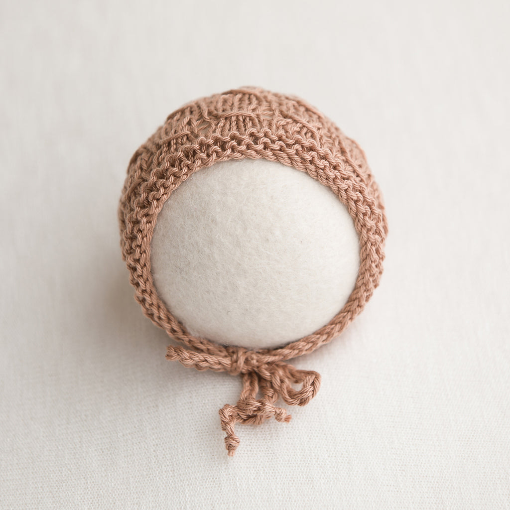 Newborn Knitted Bonnet - Maple Sugar
