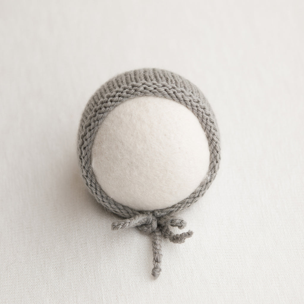 Newborn Knitted Bonnet - Bo Peep Mist