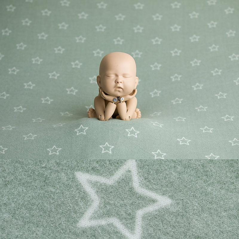 Newborn Fabric Backdrop and Wrap - Stars - Sage