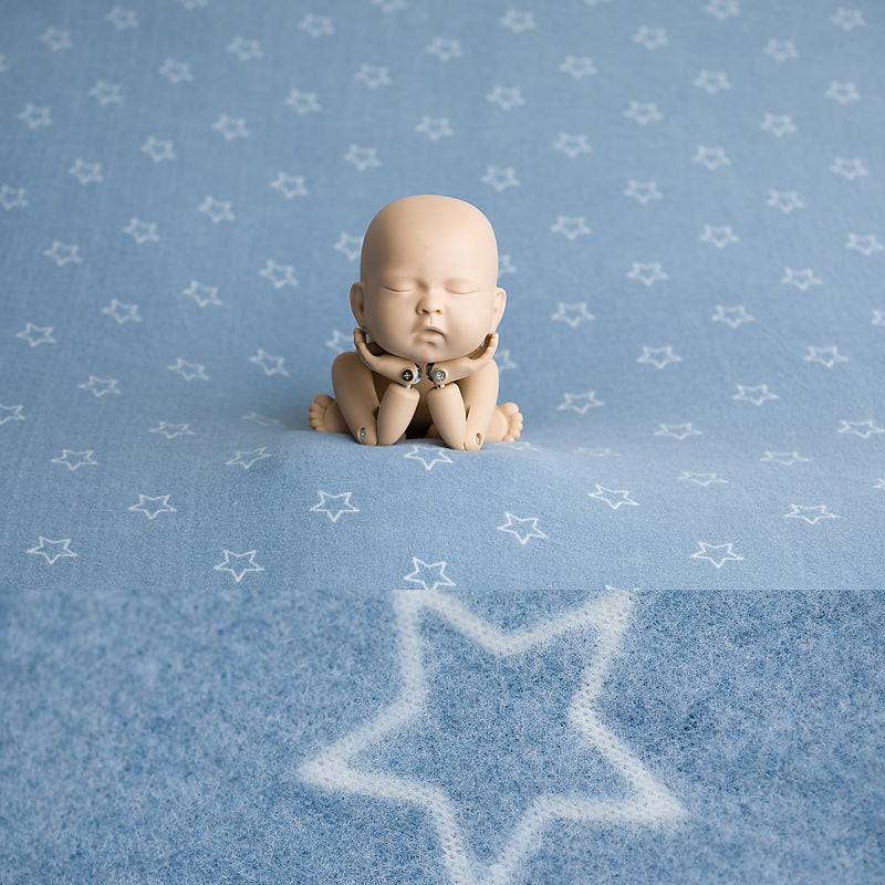Newborn Fabric Backdrop, Wrap & Bonnet - Stars - Denim
