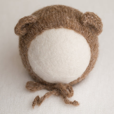 Newborn Alpaca Bear Bonnet: Fawn