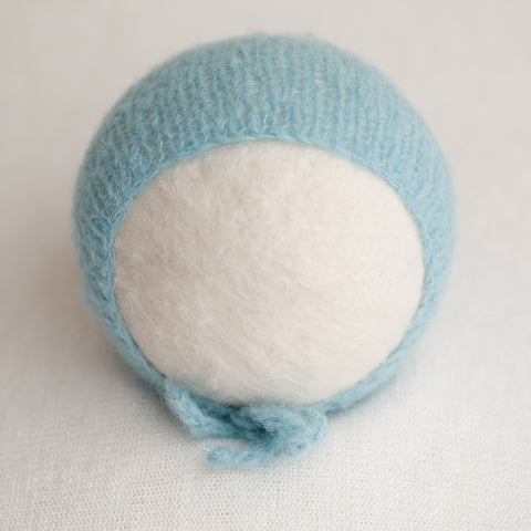 Newborn Alpaca Plain Knit Bonnet: Light Sea Green