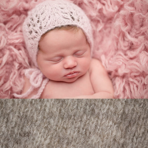 Newborn Alpaca Patterned Bonnet: Warm Grey