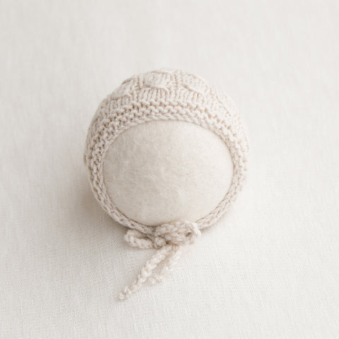 Newborn Knitted Bonnet - Beige