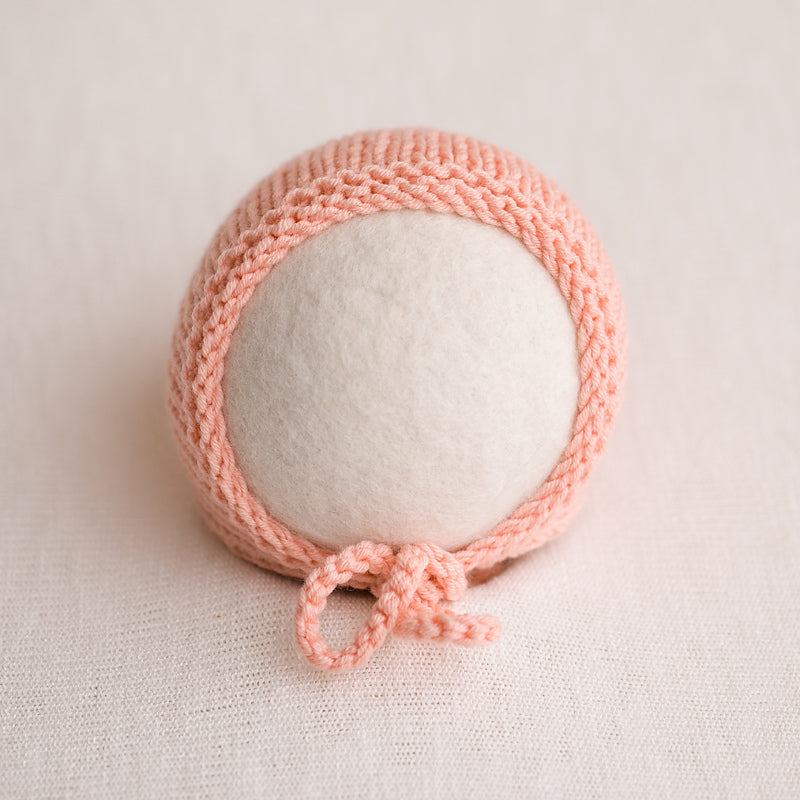 Newborn Knitted Bonnet - Debbie Bliss Blush