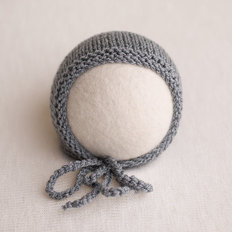 Newborn Knitted Bonnet - Mid Grey 18