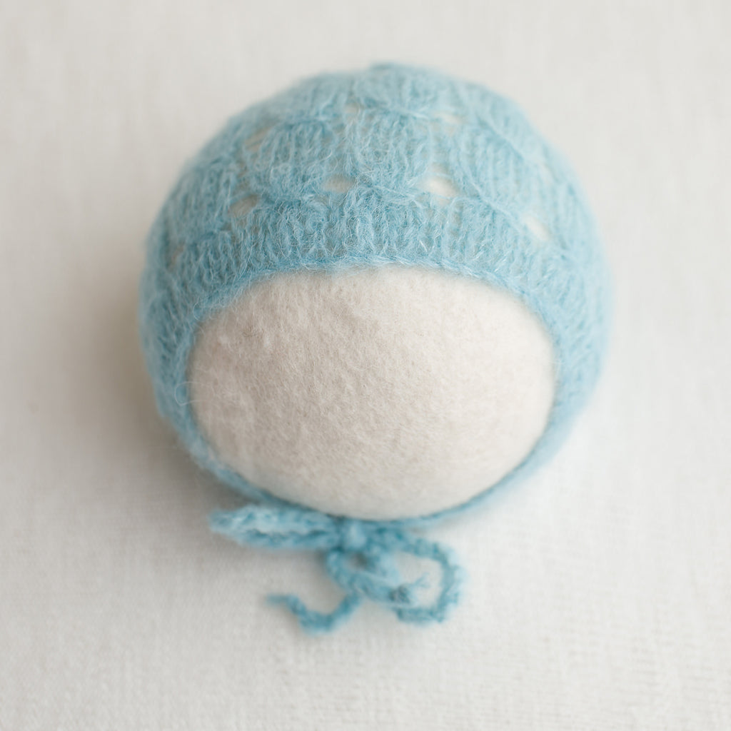 Newborn Alpaca Bear Bonnet: Light Sea Green