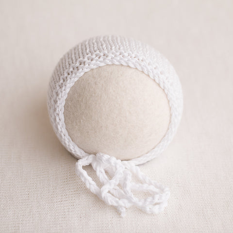 Newborn Knitted Bonnet - Pure White